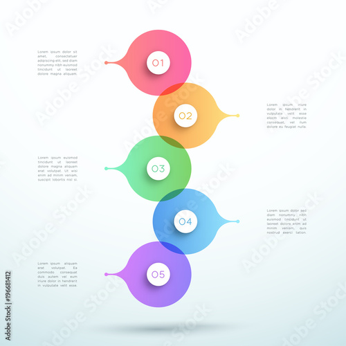 Abstract Vector 3d Stacked 5 Step Circle Infographic
