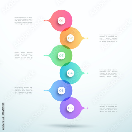 Abstract Vector 3d Stacked 6 Step Circle Infographic