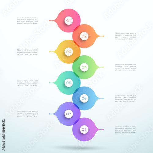 Abstract Vector 3d Stacked 8 Step Circle Infographic