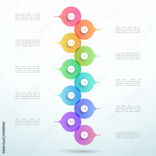 Abstract Vector 3d Stacked 10 Step Circle Infographic
