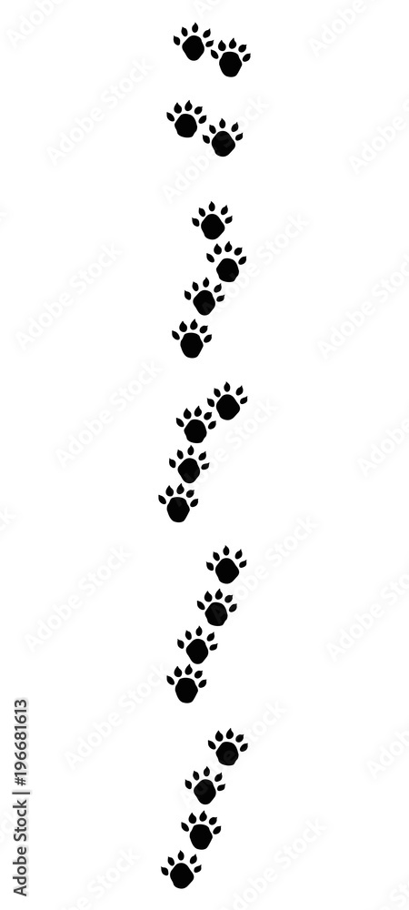 Obraz premium Otter footprints with typical oblique lined tracks - isolated black icon vector illustration on white background.