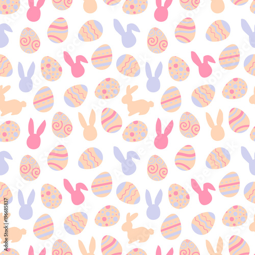 Pink pattern of easter bunny. Egg hunt illustration for flyer, design, scrapbooking, poster, banner, web element