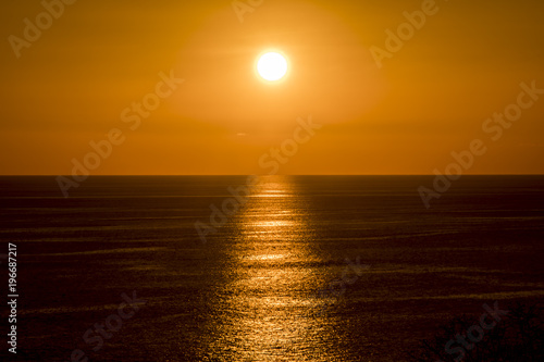 Beautiful sunset over Costa Rica. Red sky.