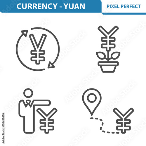 Yen / Yuan Icons. Professional, pixel perfect icons depicting various yen / yuan currency concepts. EPS 8 format.