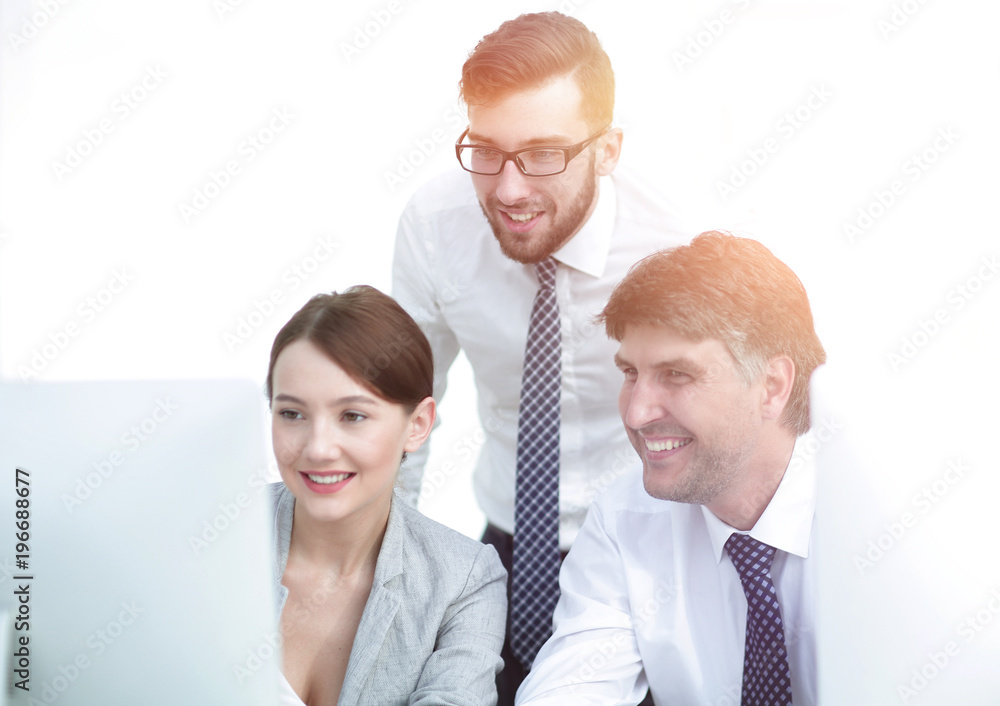 Portrait of three colleagues in the workplace Portrait of three colleagues in the workplace