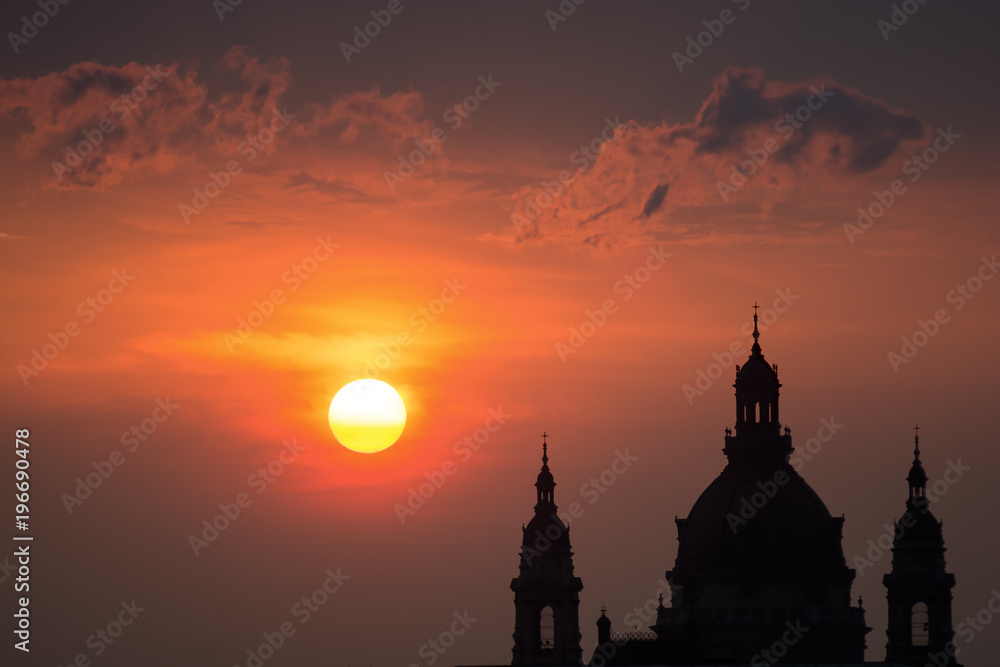 Sunrise, St. Stephen's basilica domes. Budapest, Hungary Sunrise, St. Stephen's basilica domes. Budapest, Hungary