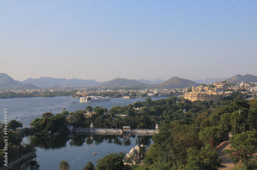 Historical lakeside architecture City Palace cityscape Udaipur India 
