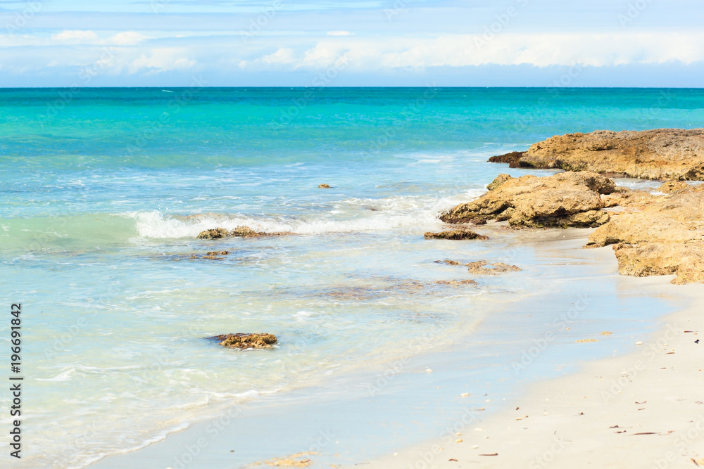 The beach of VAtlantic Ocean with a turquoise ocean.Varadero, Cuba