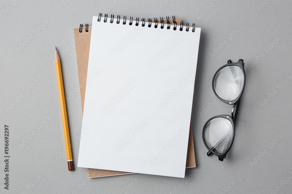 school notebook on a gray background school notebook on a gray background