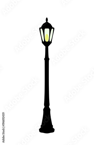 Vector illustration of cartoon black streetlight