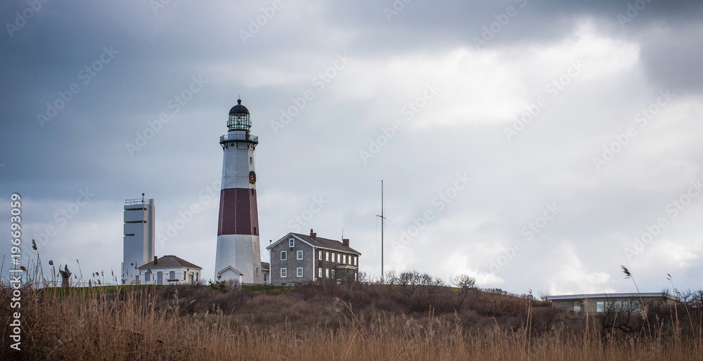 Montauk Lighthouse on cloudy weather