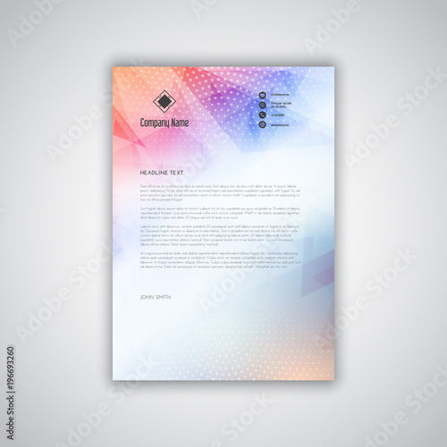 Business letterhead with a low poly design
