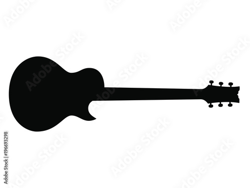 High Quality Hand Drawn Black Silhouette of an Heavy Metal Guitar