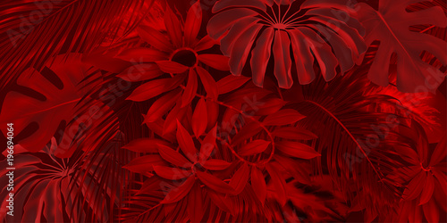 Fototapeta Naklejka Na Ścianę i Meble -  Red rainforest pattern