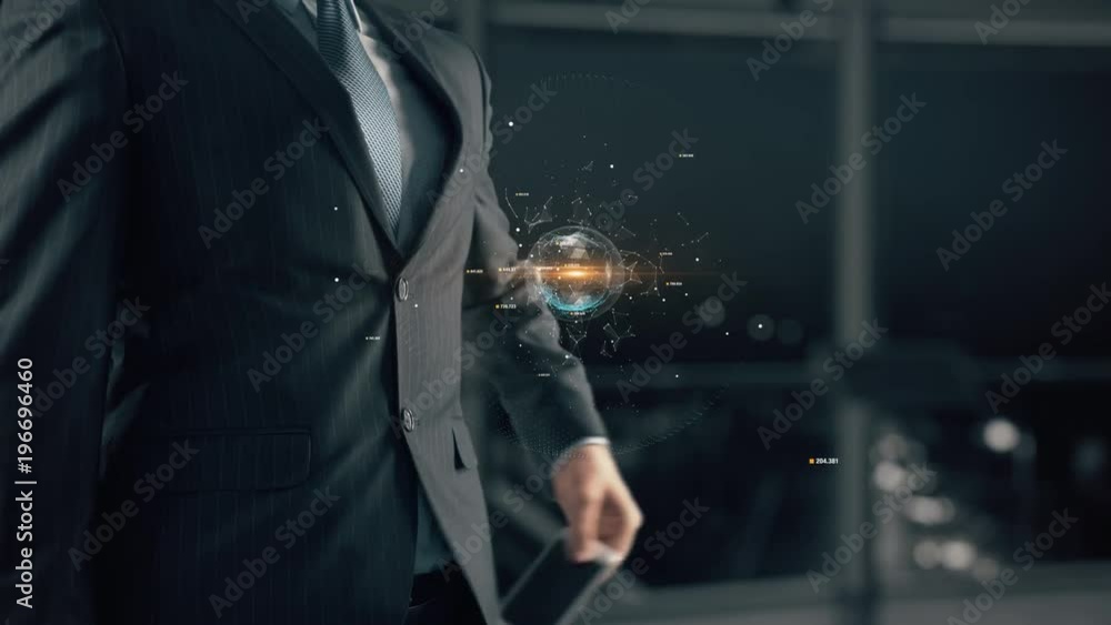 Businessman with Cyber warfare Businessman with Cyber warfare