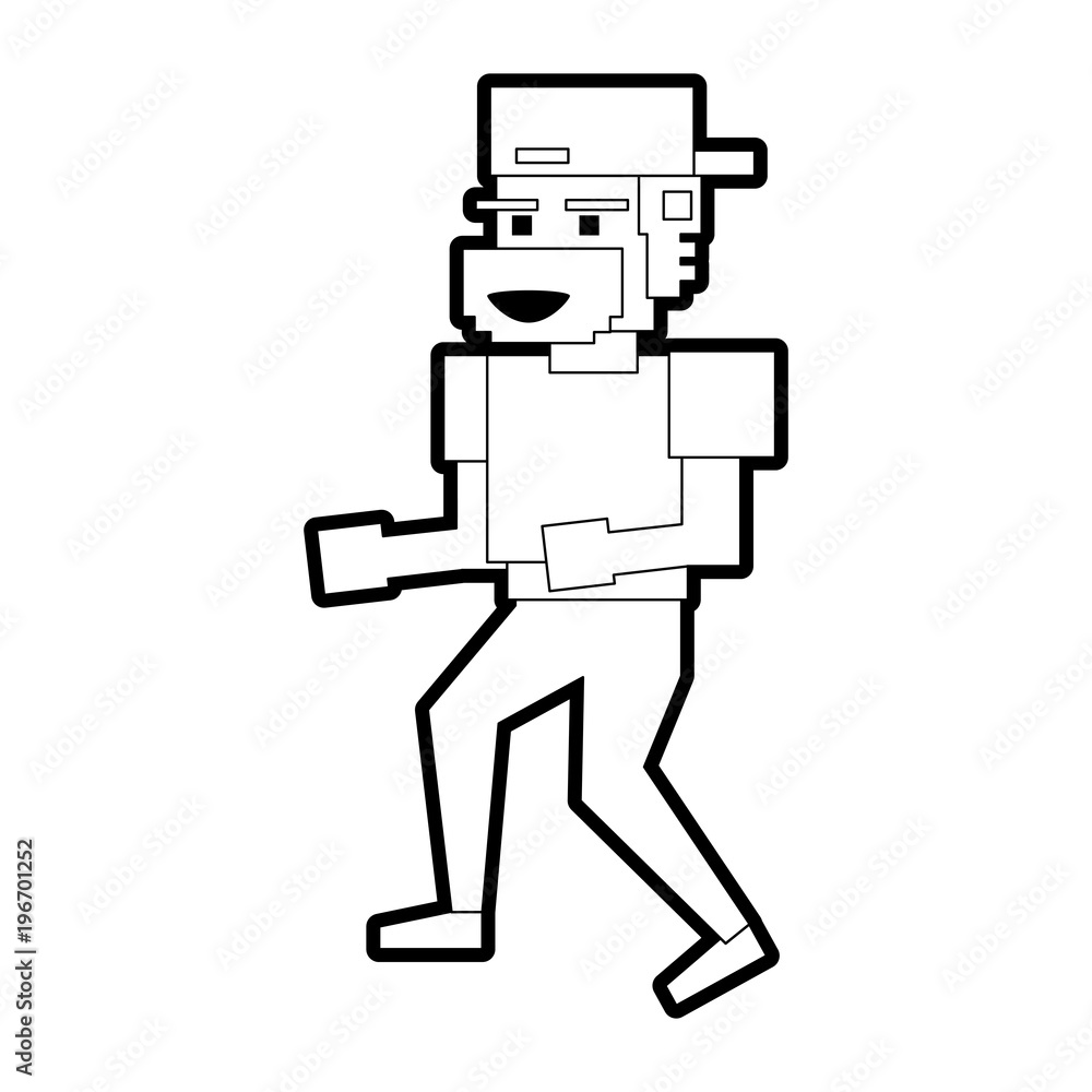 Pixelated white gangster character vector illustration graphic design Pixelated white gangster character vector illustration graphic design