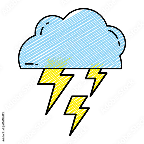 doodle cloud with thunders weather to electry rays