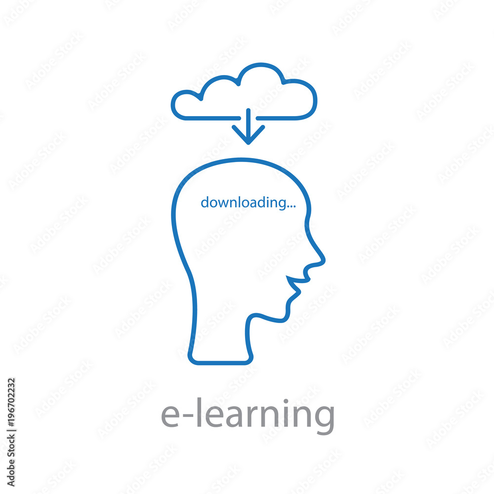 E-learning and online education icon logo concept vector graphic design.