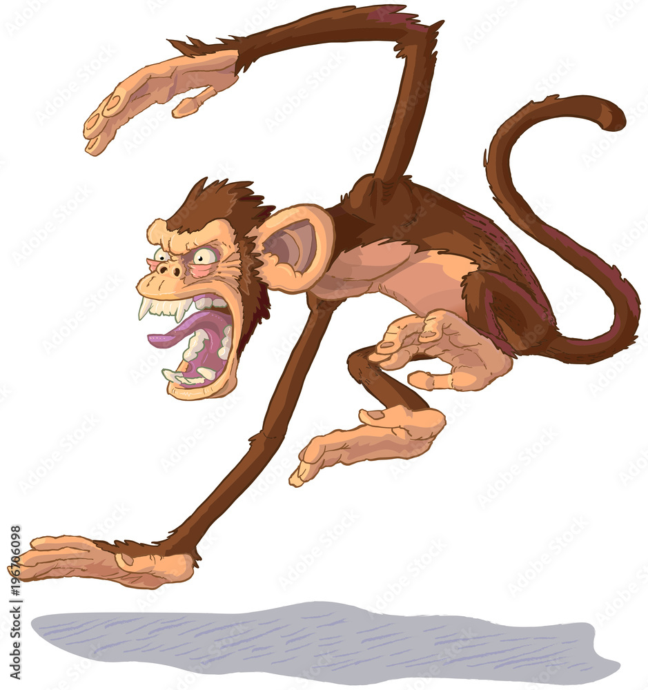 Vector Cartoon Angry Jumping Monkey Illustration Stock Vector | Adobe Stock Vector Cartoon Angry Jumping Monkey Illustration Stock Vector | Adobe Stock