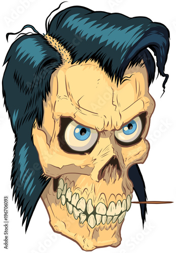 Εκτύπωση καμβά Vector Cartoon Hipster or Greaser Human Skull Illustration