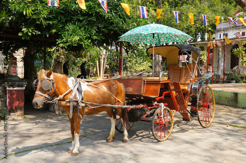 Horse carriage at Wat Sri Rong Muang in Lampang, Thailand. © pulpitis17