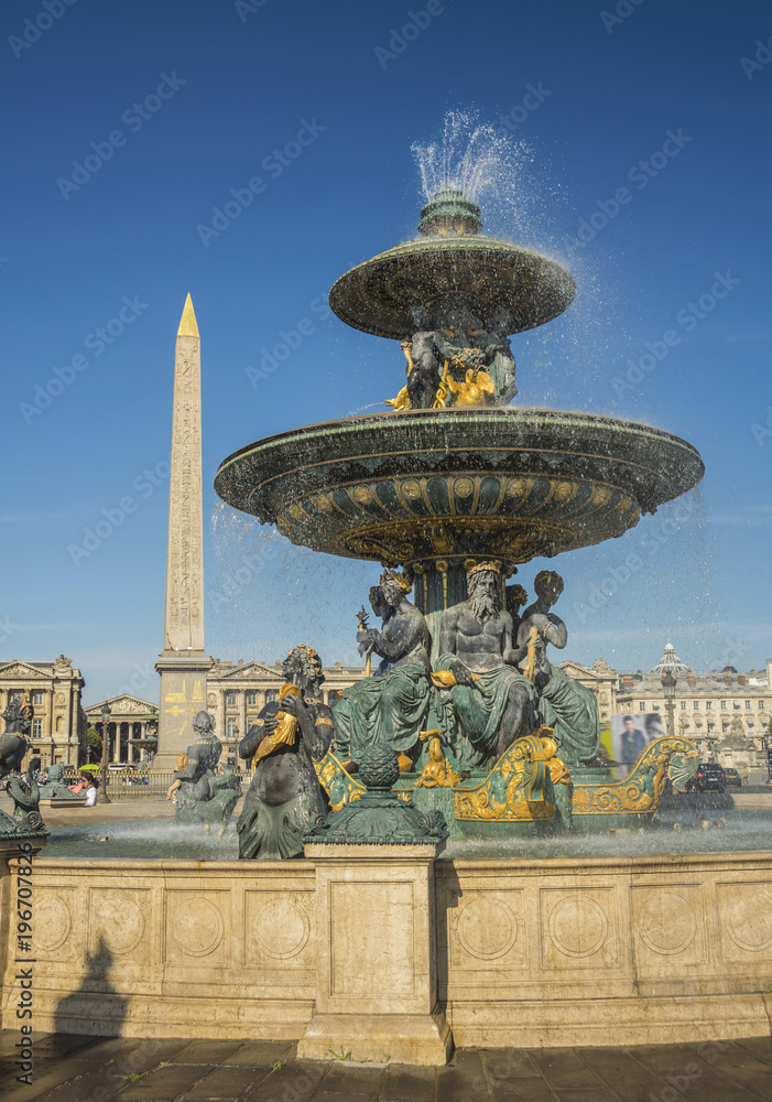 Fountain in the Place de la Concorde, Paris, France, Europe
