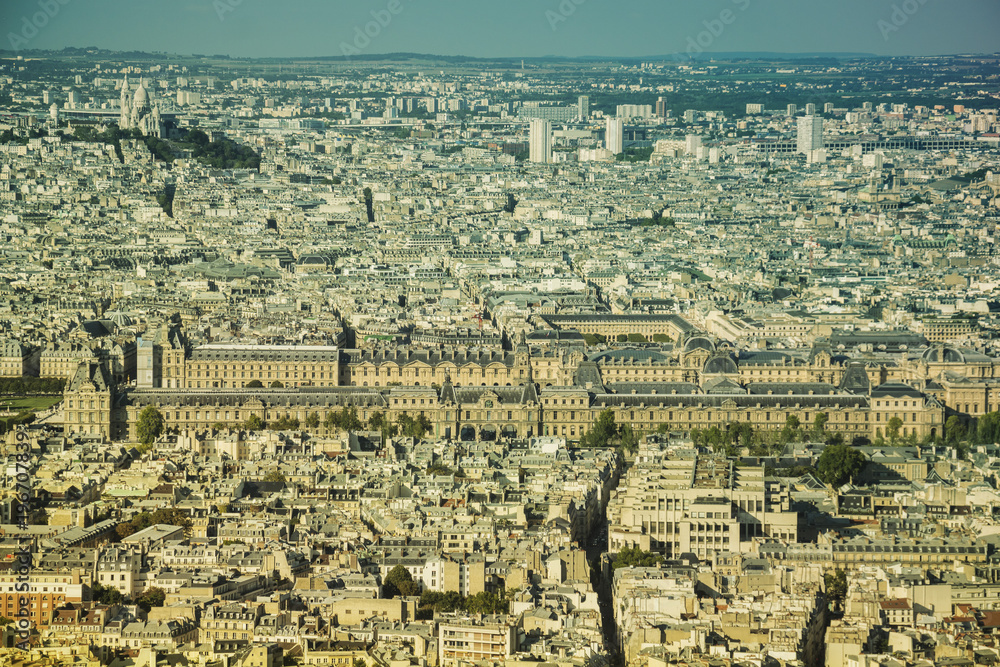 Panoramic view of Louvre museum, Paris, France, Europe.