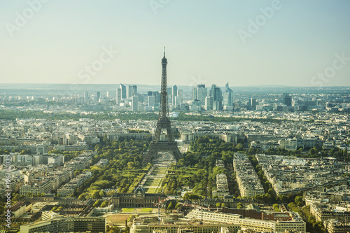 Panoramic view of the Eiffel tower  Paris  France  Europe.