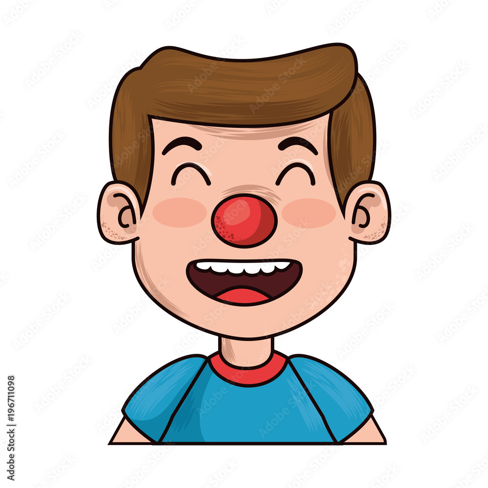 litttle boy with clown nose