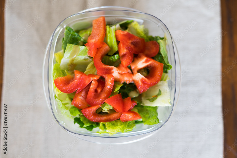 Healthy Tasty Salad With Bell Peppers  packed for work