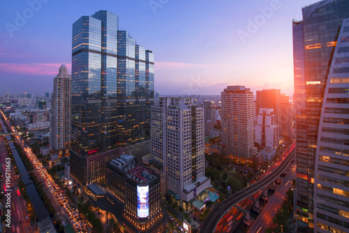 Modern city business district in Bangkok. © newroadboy