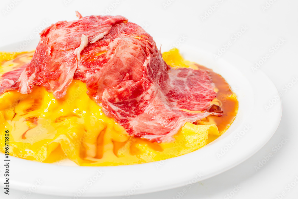 Raw beef sliced, japanese beef sliced Raw beef sliced, japanese beef sliced