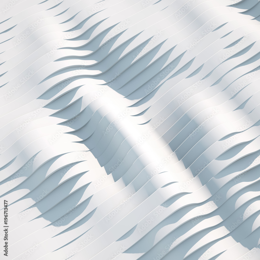 Naklejka premium Wavy 3D ribbons form abstract terrain background