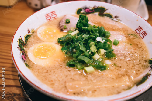 japanese tonkotsu ramen, pork bone broth noodles