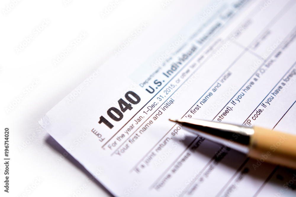 American tax form 1040 on white background. Fill-up American tax form. American tax form 1040 on white background. Fill-up American tax form.