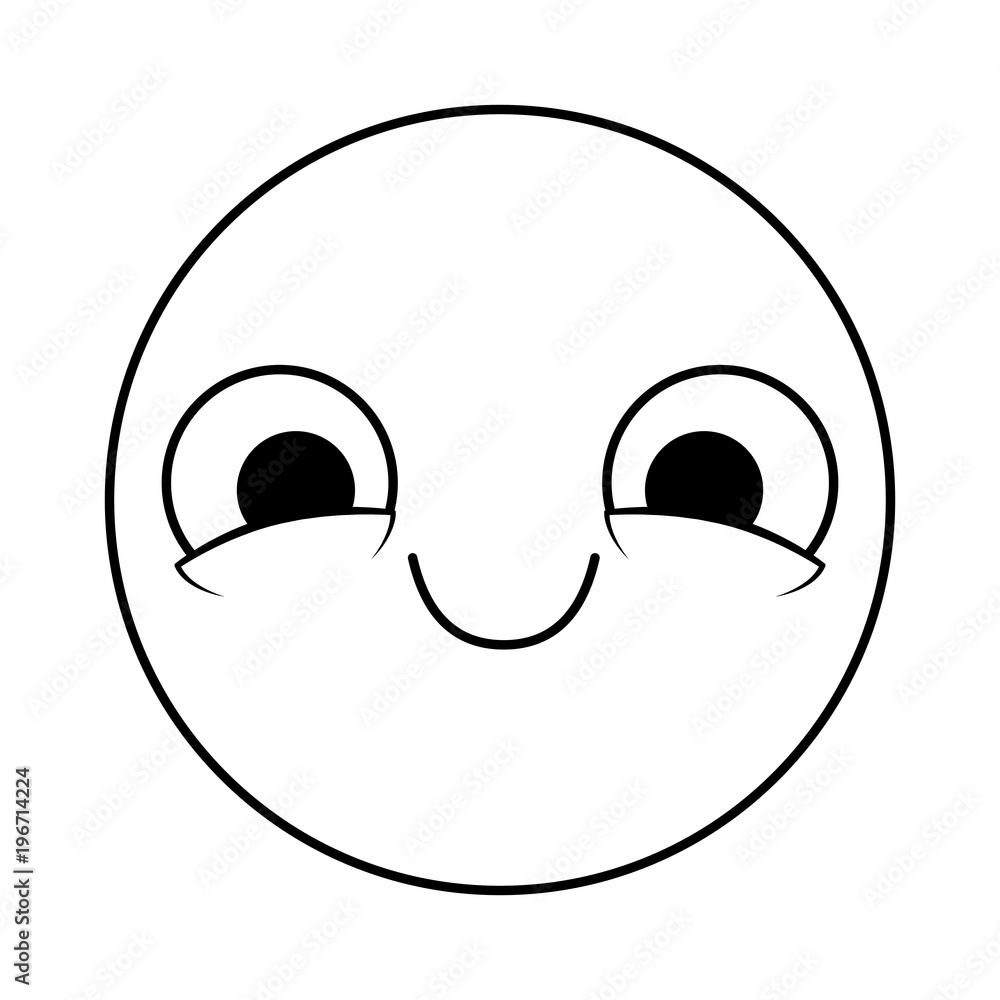 Obraz premium emoticon circular face kawaii character