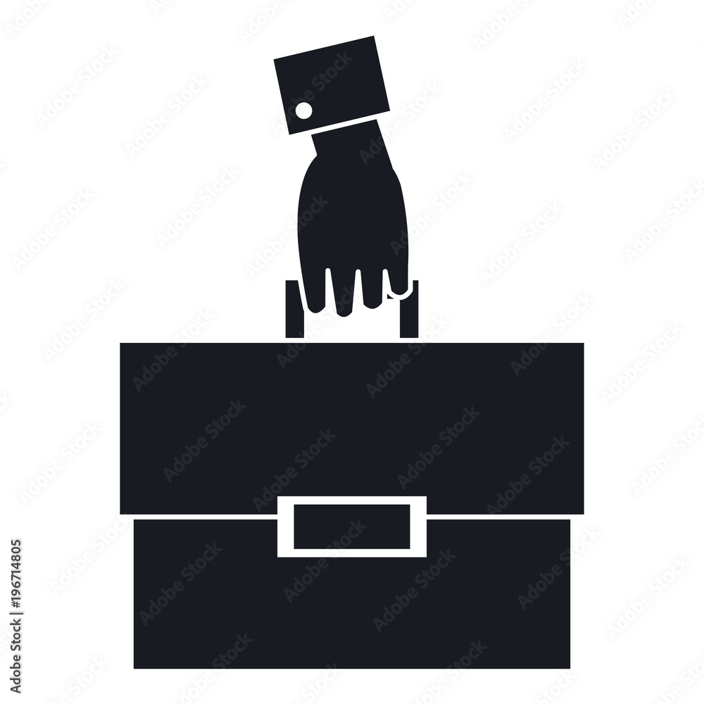 hand with portfolio briefcase isolated icon