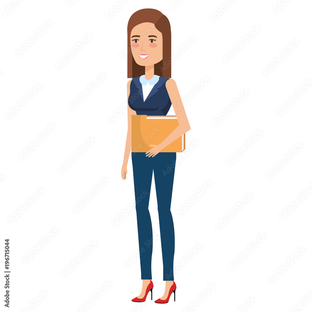 beautiful businesswoman with folder avatar character beautiful businesswoman with folder avatar character