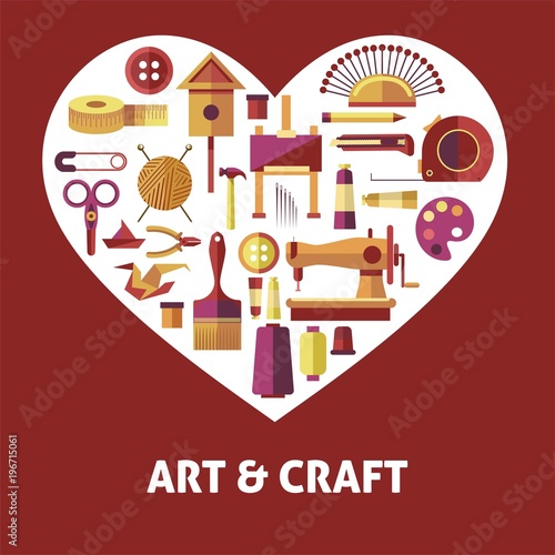 Art and craft promotional poster with special equipment