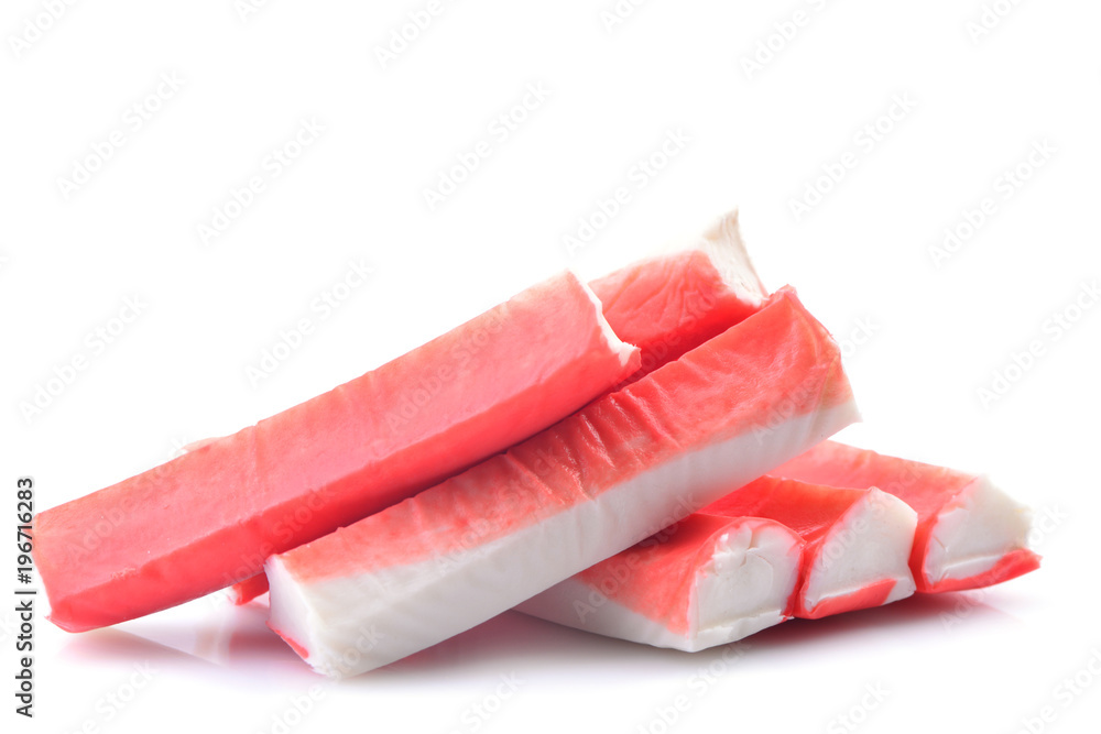 Crab sticks on a white background