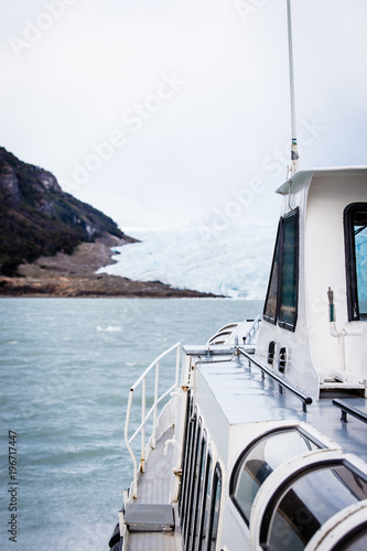 Glacier landscape view from cruise ship holiday travel. Global w photo