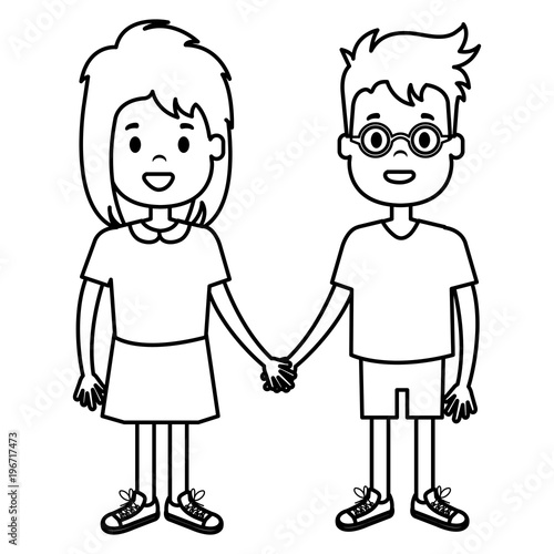 happy little couple characters