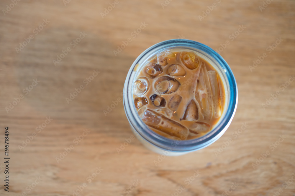 Glass of ice latte coffee for drink Glass of ice latte coffee for drink