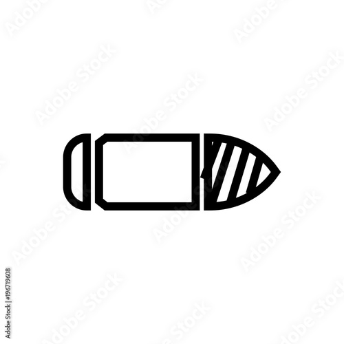horizontal bullet vector icon, side view of bullet symbol. Simple, modern flat vector illustration for mobile app, website or desktop app