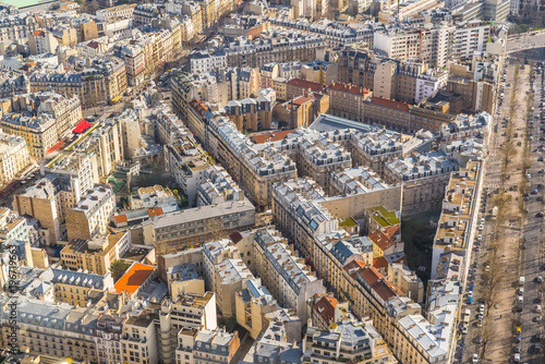 Paris, aerial view, buildings and roofs, France 