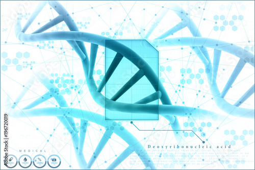 3d render of dna structure, abstract background