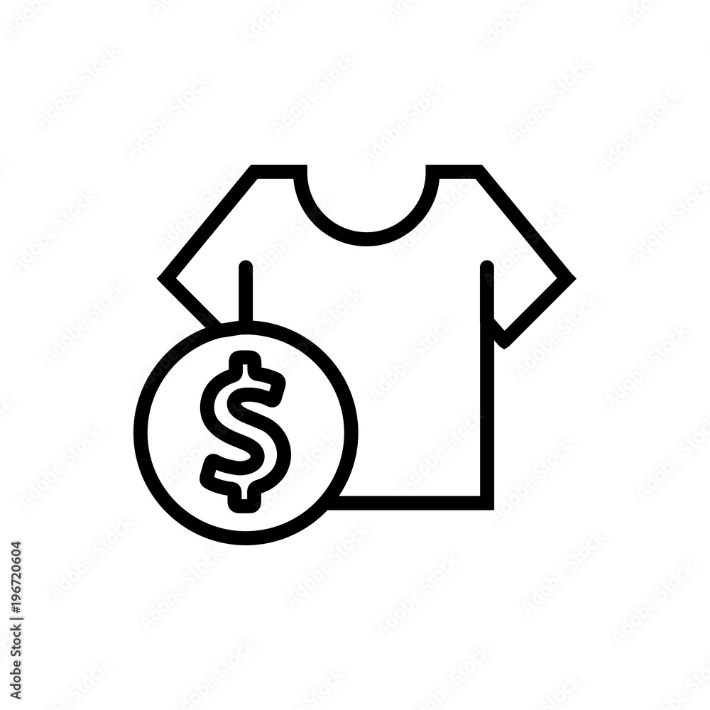 T-shirt price outlined vector icon, T-shirt cost outlined symbol. Simple, modern flat vector illustration for mobile app, website or desktop app T-shirt price outlined vector icon, T-shirt cost outlined symbol. Simple, modern flat vector illustration for mobile app, website or desktop app