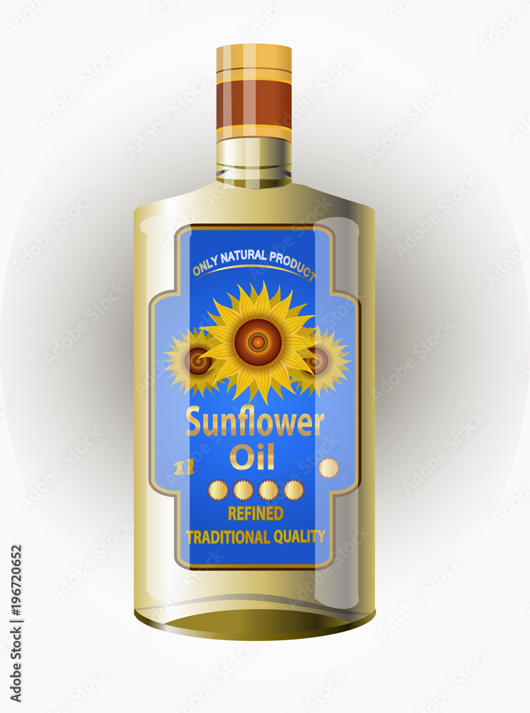 vector label for refined sunflower oil with sunflower vector label for refined sunflower oil with sunflower