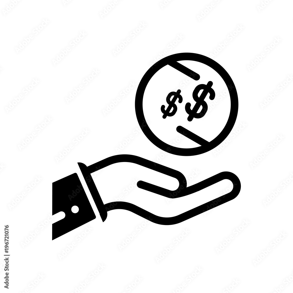 earning money outlined vector icon, hand holding money outlined symbol. Simple, modern flat vector illustration for mobile app, website or desktop app
