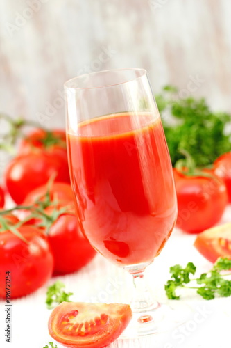 Glass of fresh tomato juice